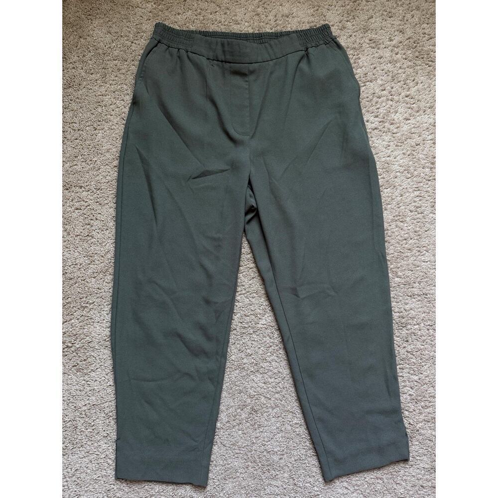 Anthropologie The Essential Cropped Trouser Women's Size S Olive Green Pull On